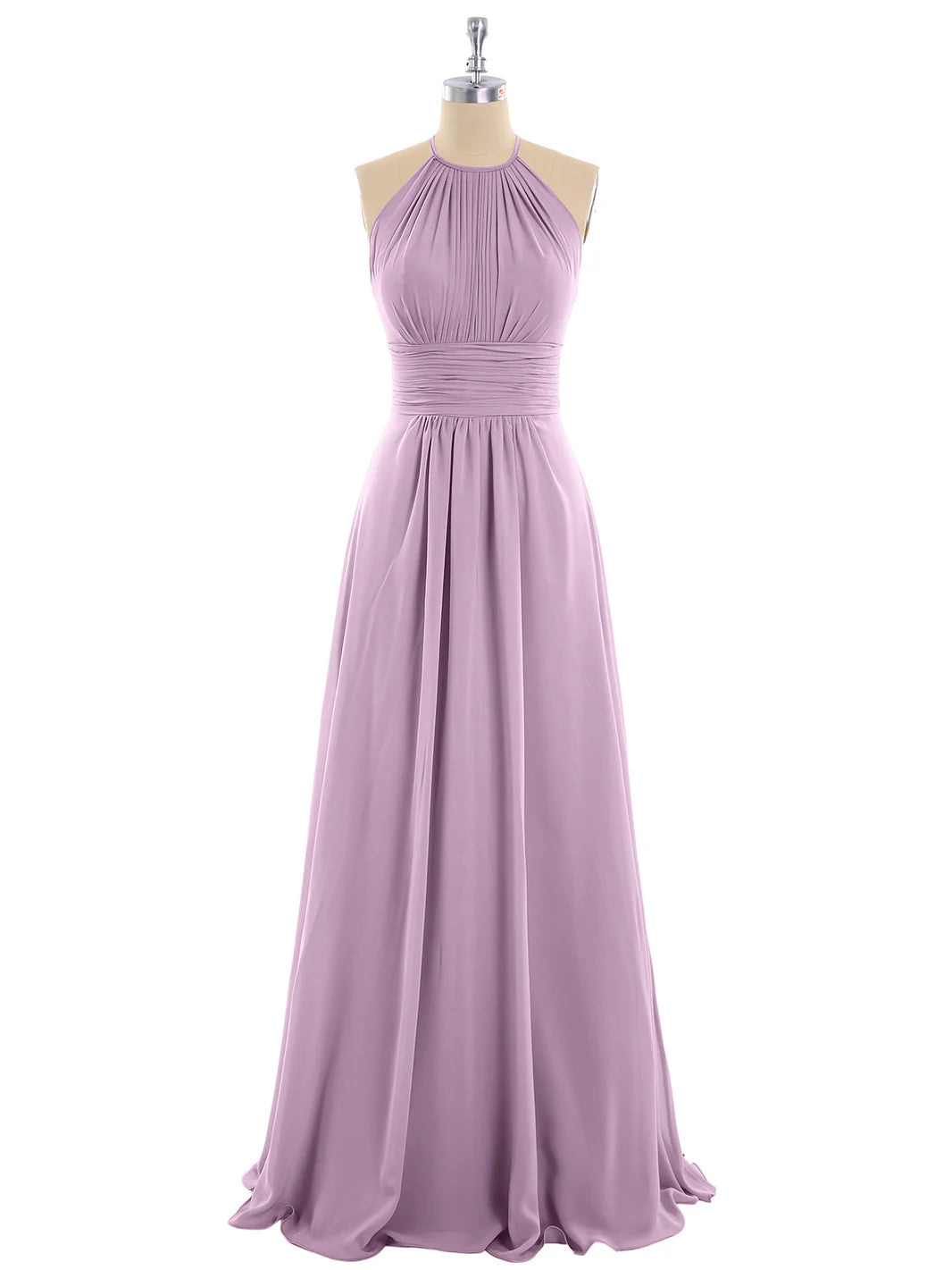 Halter Chiffon Maxi Dress Of Bridesmaid Wisteria