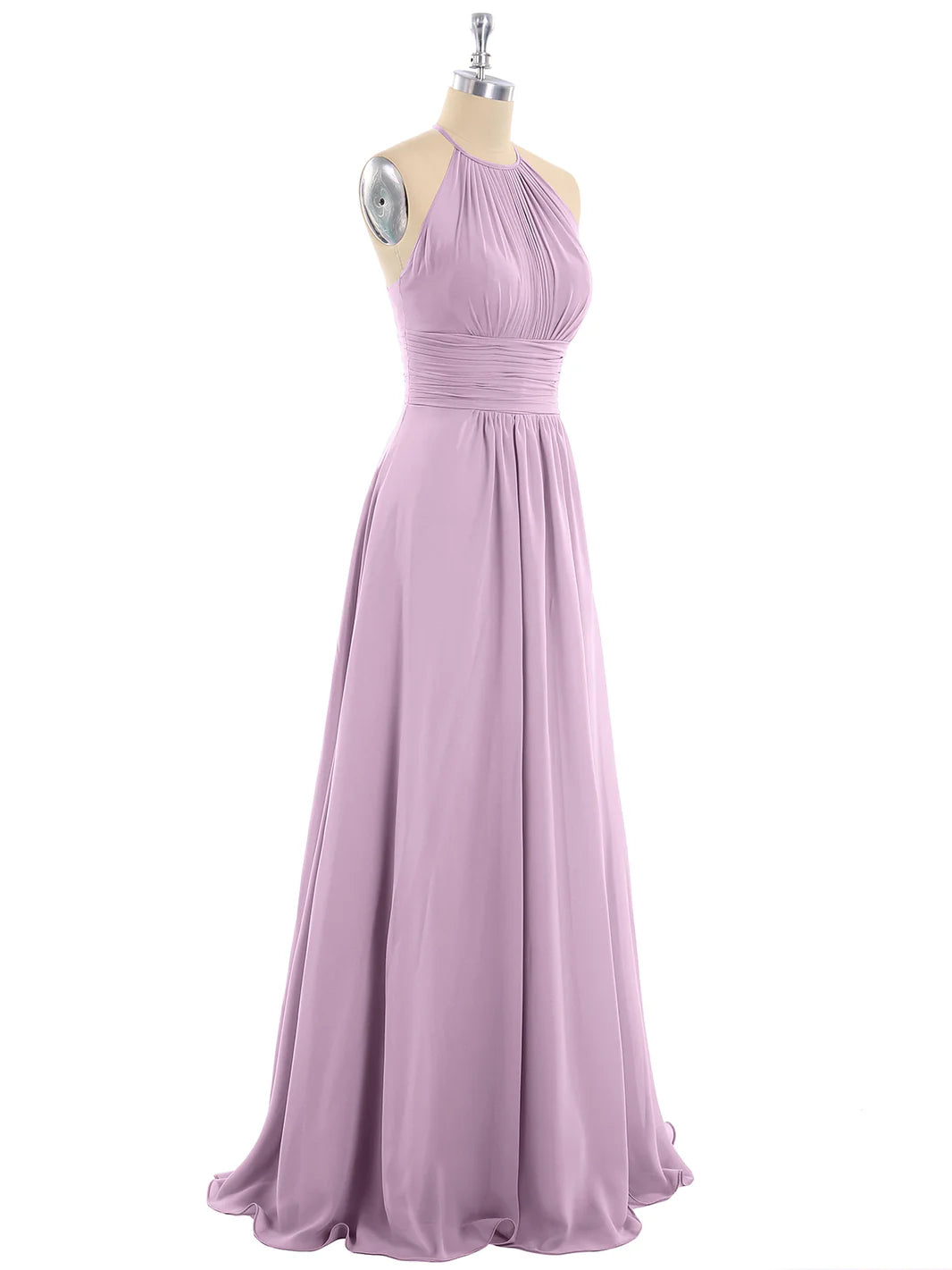 Halter Chiffon Maxi Dress Of Bridesmaid Wisteria