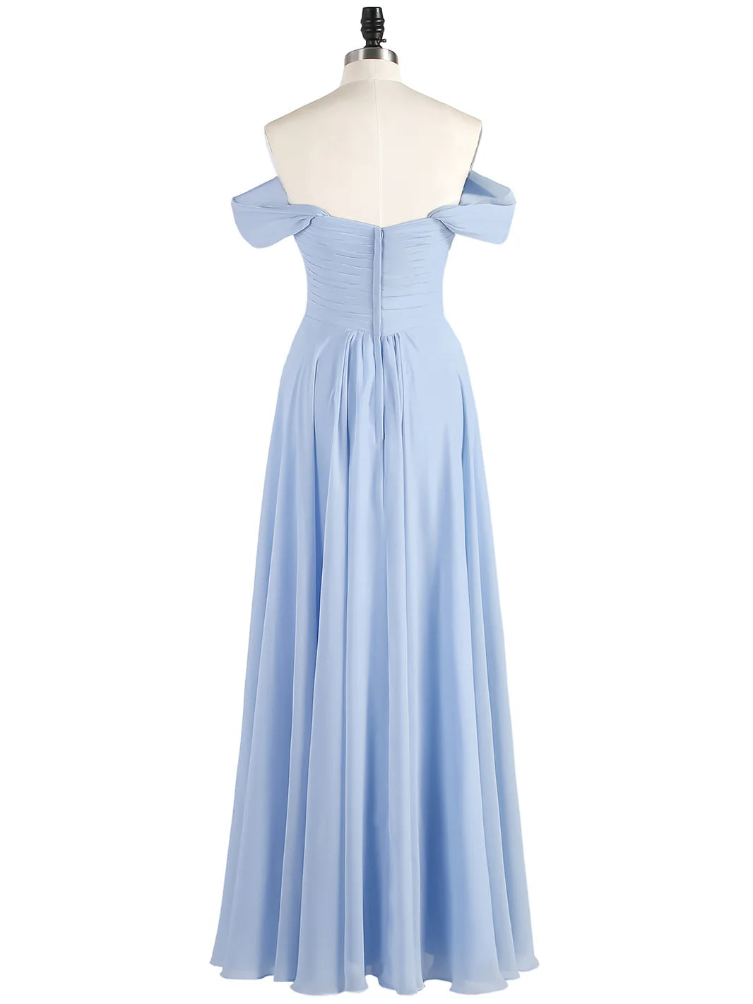 Off The Shoulder Empire Bridesmaid Dresses Sky Blue