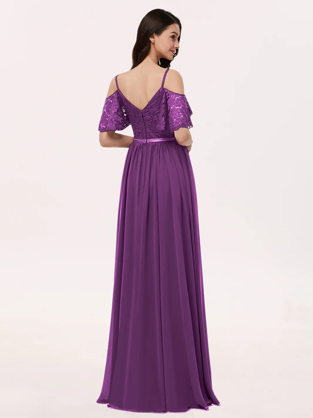 Spaghetti Strap Lace And Chiffon Dress Grape