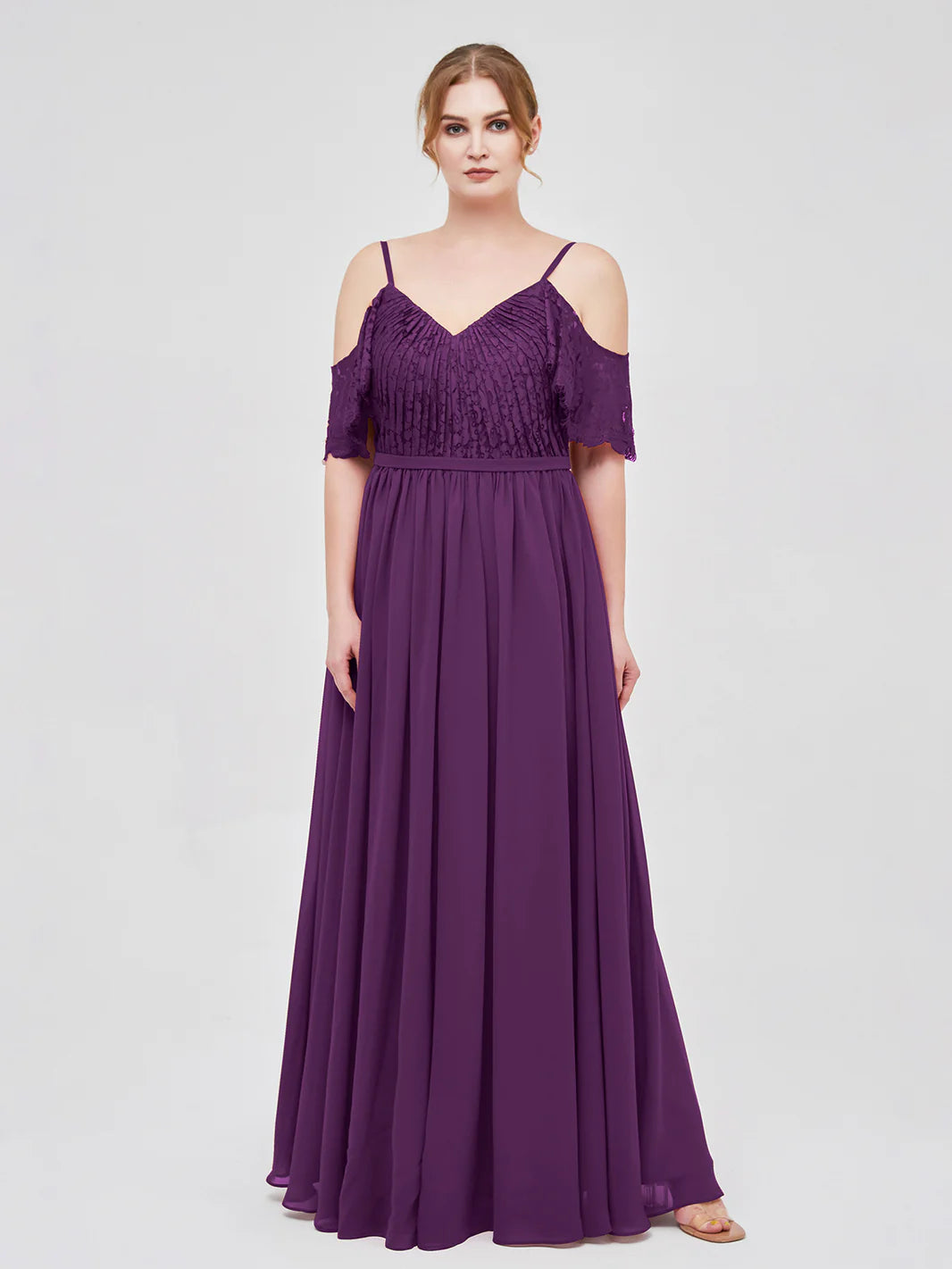 Spaghetti Strap Lace And Chiffon Dress Grape