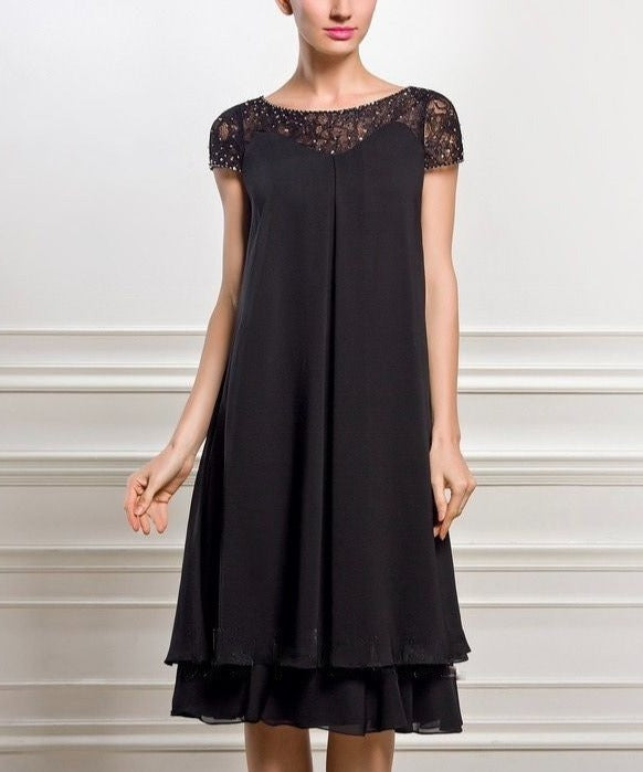 Empire Scoop Neck  Chiffon Lace Mother of the Bride Dress