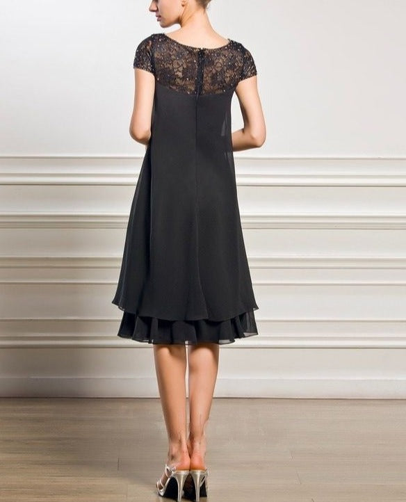 Empire Scoop Neck  Chiffon Lace Mother of the Bride Dress