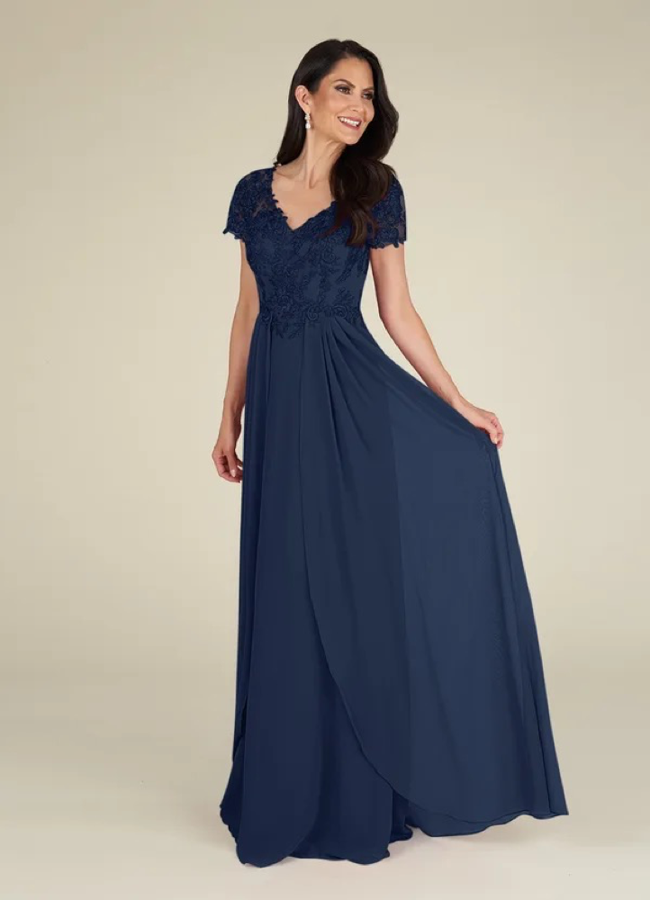 Elegant v-neck Mother of the bride dress