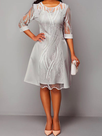 Light Grey 3/4 Sleeve Dress