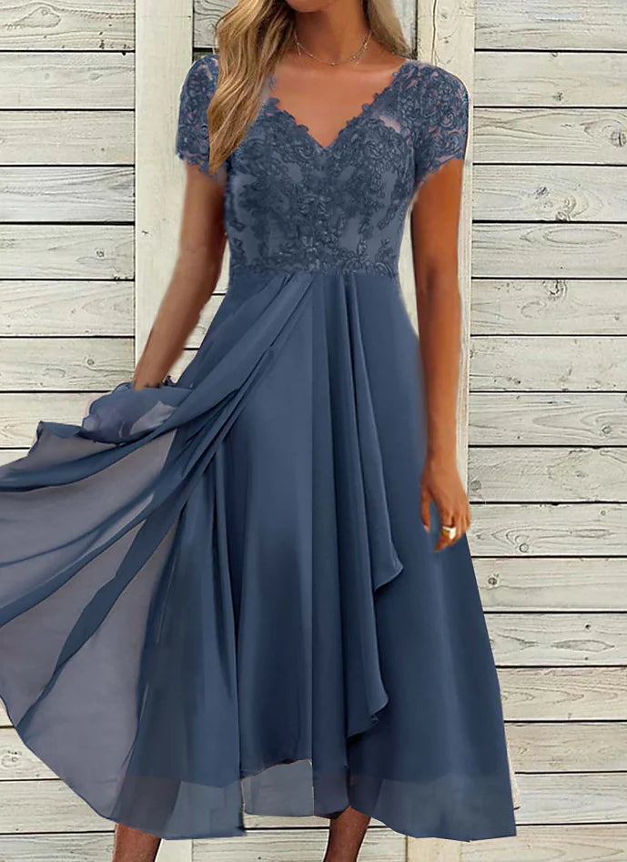 Short Sleeve Solid Color Midi Dress